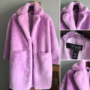 RARE EUC Gorgeous TOPSHOP Anoushka Faux Fur Coat Jacket - Luscious Lavender Sz 4